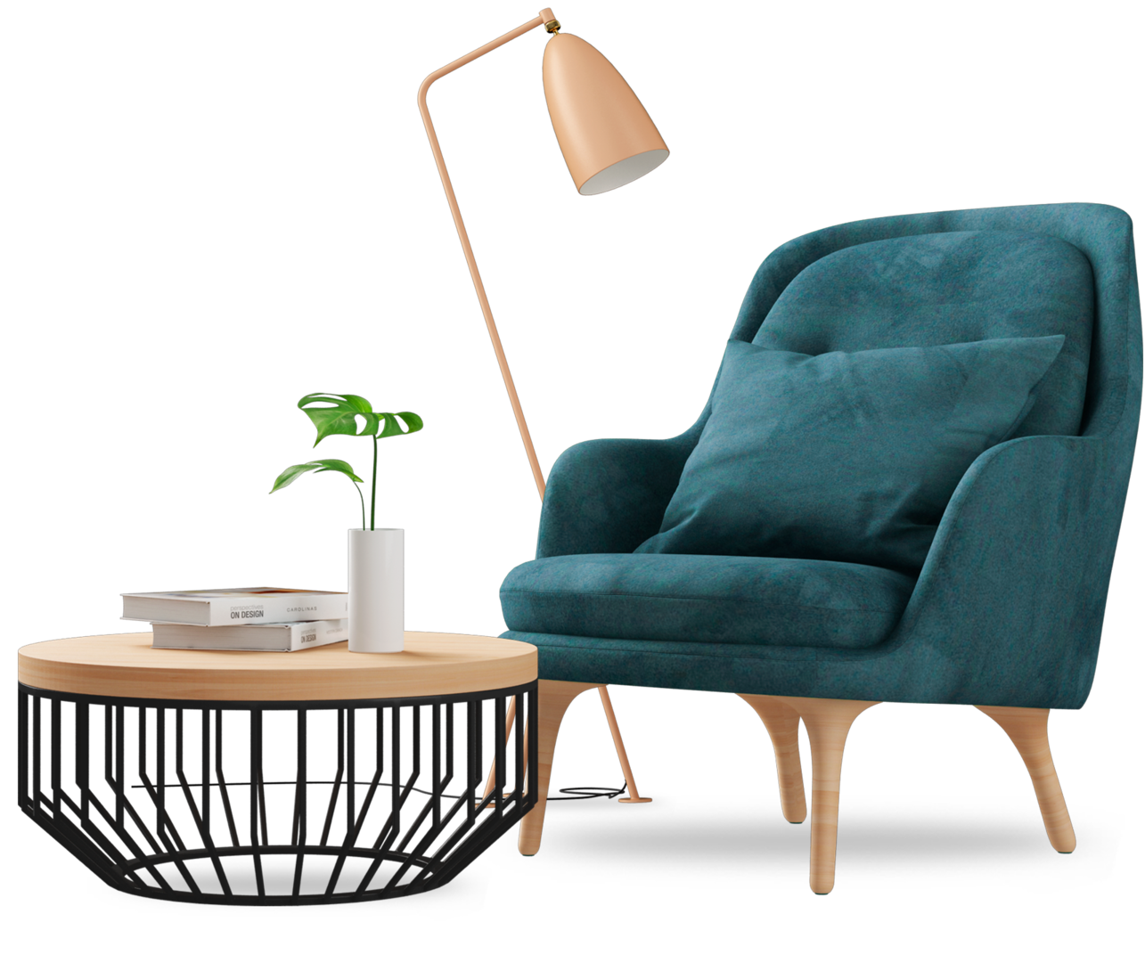 Зеленое кресло Arbaro с журнальным столиком от мебельной мастерской в Москве