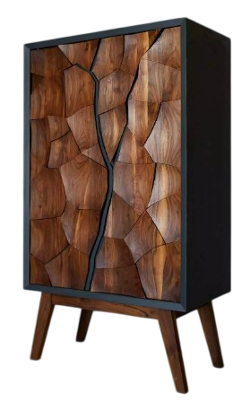 авторская мебель стильный шкаф из дерева и шпона